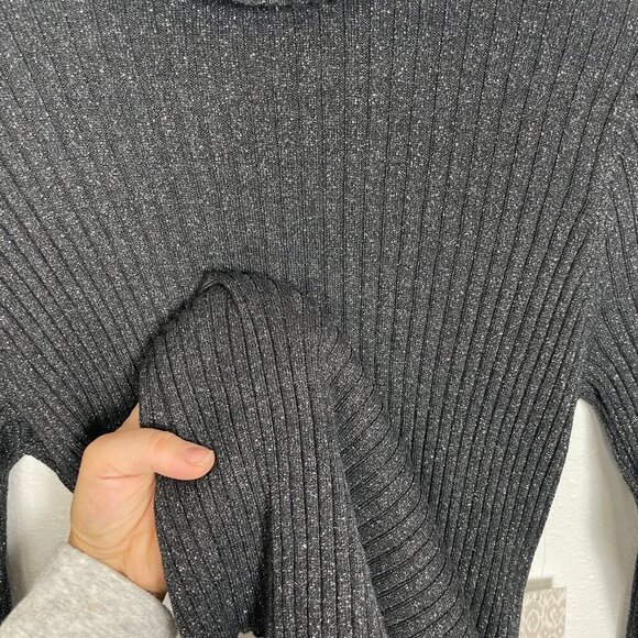 NWT Chico's Graphite Gray Sparkle Lurex Ribbed Turtleneck Size: Medium - Picture 5 of 9